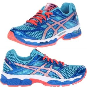asics shoes blue and orange